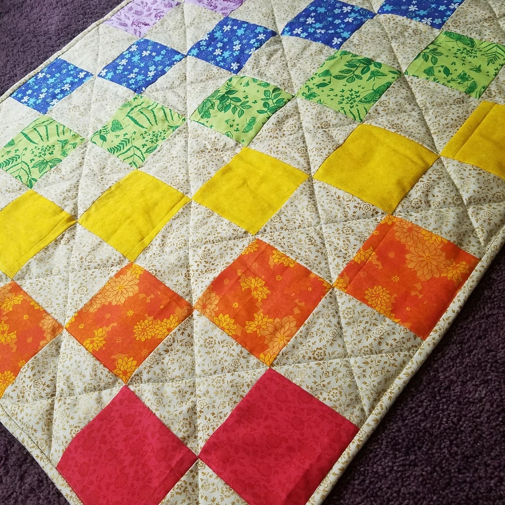 Handmade Rainbow Baby Quilt